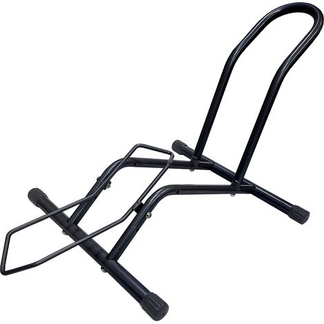 Relaxdays Floor Bicycle Stand, 16-29 inches, tyre width max. 9 cm, front/rear wheel stand, rocking function, iron, black (1/5)