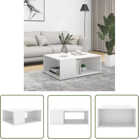 The Living Store Table basse blanc 90x67x33 cm bois d'ingénierie - Table Basse Blanche - Meuble Salon - Table D'appoint - Rangement Maison - Design Moderne (1/5)