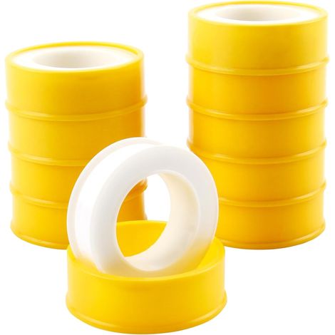 Lot de 10 Rouleaux de Ruban d'Étanchéité,12mm x 12m Ruban Etancheite Plomberie pour Tuyaux Raccords Douche Baignoire Chauffage, Résistance aux Températures et Anti Fuites (1/5)
