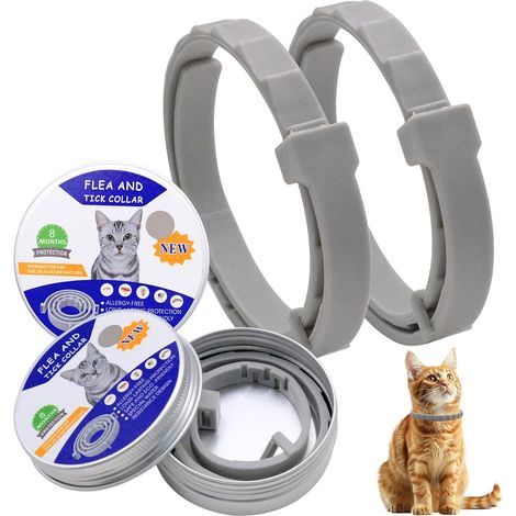 Set of 2 Natural Cat Collars, Adjustable Accessories with Lemon Lavender and Eucalyptus Essential Oils, Long-Lasting Fragrance and Waterproof Design (1/5)