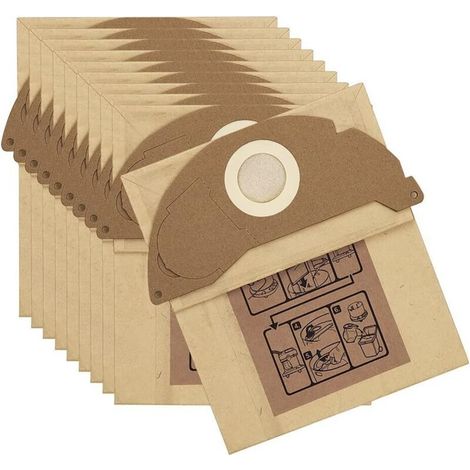 10 Pièces Sacs pour Aspirateur pour Kärcher 6.904-322.0 Sachet Filtre pour MV2, WD2 (1/5)