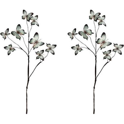 Sprays floraux Faux papillon, 2 pièces, avec 8 fleurs,-bleu (1/2)