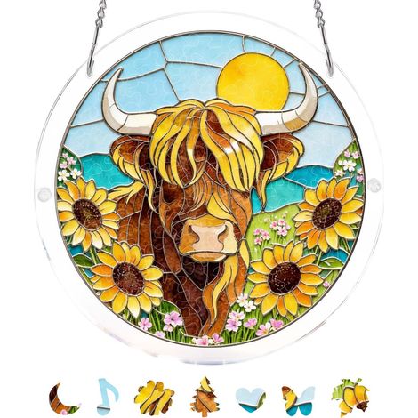 Attrape-soleil en acrylique, puzzle rond translucide, ornement de fenêtre, modèle B
