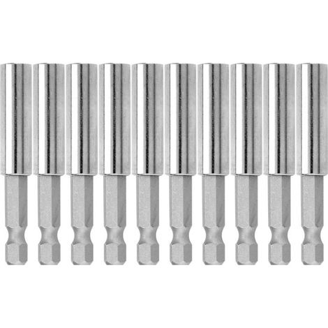Lot de 10 rallonges de porte-embouts de tournevis à tige hexagonale de 60 mm à dégagement rapide magnétique de 60 mm-Crezuo
