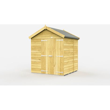 6 x 6 Feet Apex Shed - Double Door Without Windows - Wood - L187 x W175 x H217 cm