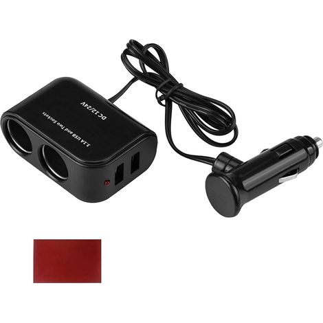 Rallonge Allume Cigare, 1pcs Double Prise Allume-Cigare Allume-Cigare Câble D'extension Double Allumes Cigar Cigares Double Avec Commutation Allumes Cigare Câble D'extension Mâle (1/5)