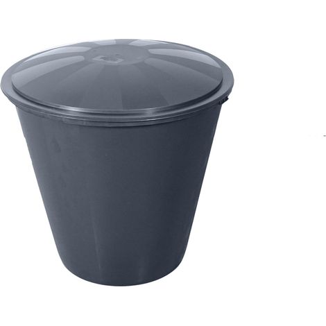 TrendLine Regentonne rund Deckel Hahn 210L grau Regenwassertonne Wassertank