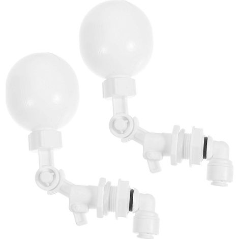 Kit de 2 vannes à flotteur pour contrôle automatique du niveau d'eau, distributeurs d'eau, raccord rapide 1/4 pouce, vanne en plastique avec arrêt automatique pour réservoirs, blanc (1/5)