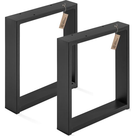 LAMO Manufaktur Tischbeine für Sitzbank, Couchtisch, Beistelltisch, Simple Medium, Vierkantprofil 60x30 mm, Tischgestell 40x43 cm (BxH), Schwarz, 2 Stück, LTS-01-D-BB-9005