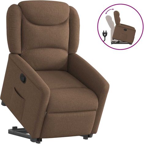 Relaxsessel mit Aufstehhilfe Braun Stoff