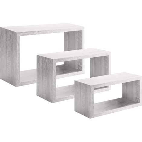 Set 3 Mensole da Parete Rettangolare in Fibra di Legno Trittico Rovere Imperiale (1/4)