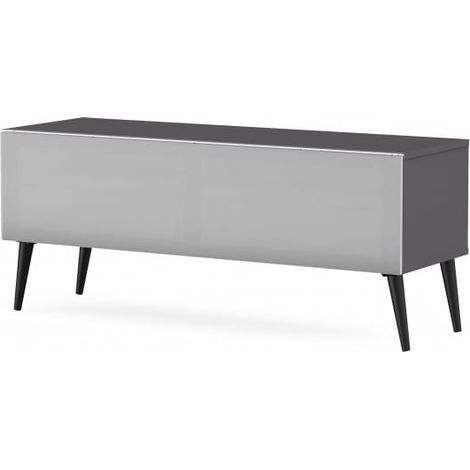 Meuble TV tissu acoustique et mélaminé gris Helsinborg 120 cm (1/5)
