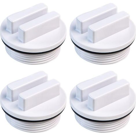 Lot de 4 bouchons de vidange de piscine blancs , bouchons de tuyau de piscine filetés , bouchons d'étanchéité de piscine filetés , tuyau de retour de piscine pour antigel de piscine (1/4)