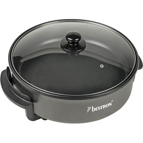 Bestron Padella Elettrica XL per Feste, Padella Grande Multifunzione Ø40 cm con Coperchio in Vetro, Rivestimento Antiaderente, 1500 Watt, AHP1800Z, Colore: Nero (1/5)