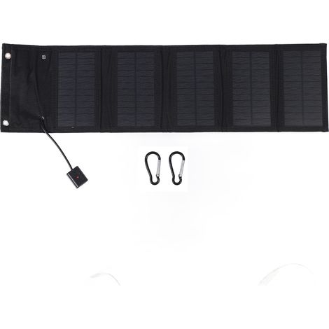 Ortviai Panneau Solaire Portable 15 W Noir avec Port USB – Pliable, Résistant à l’Eau, en Silicium Mono et Toile (1/5)