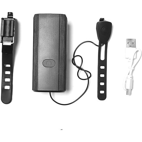 Vélo phare avant VTT nuit rechargeable USB lampe puissante torche avec fonction klaxon noir (1/5)