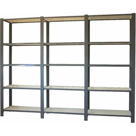 Estantería OFFICLICK 5/300 wood i+a+a antracita/blanco