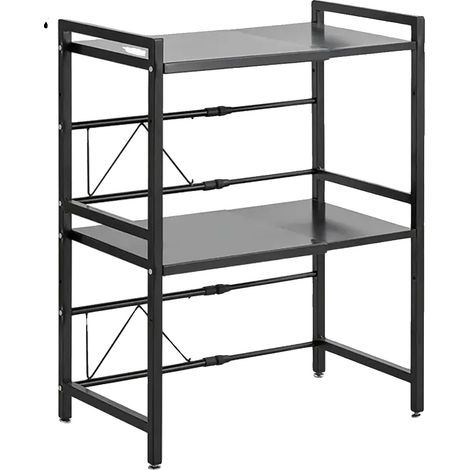 Étagère de rangement pour micro-ondes, extensible, trois niveaux, noir (1/2)