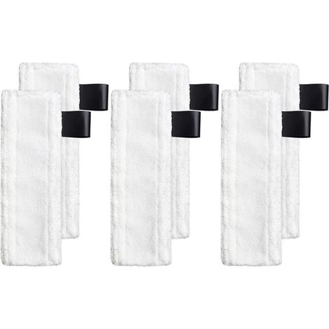 Kit de 6 chiffons microfibre lavables compatibles avec nettoyeurs vapeur Kärcher SC 1 à SC 5 EasyFix, accessoires de sol, blanc (1/5)