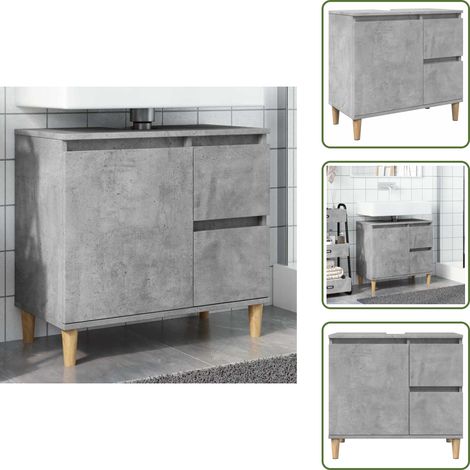 Waschbeckenunterschrank Betongrau 65x33x60 cm Holzwerkstoff - Waschbeckenschrank - Waschbeckenschränke - Waschtisch - Waschtischunterschrank (1/5)