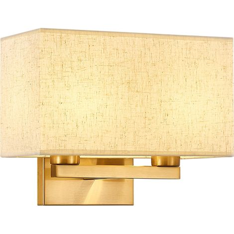 Applique Murale, Rectangulaire Tissu Lin Abat-jour Lampe Murale or (1/5)