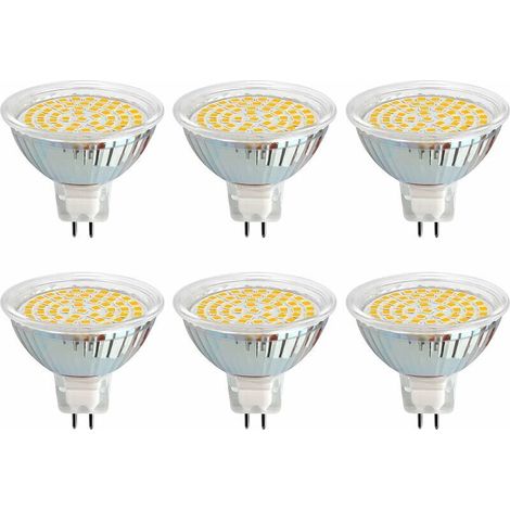 Ampoule GU5.3 LED 12V 3W Blanc Froid 6000K, Ø50mm, 120 Degrés, Équivalent GU5.3 35W 50W, 500LM, AC/DC 12V, Spot LED MR16 GU5.3 pour Cuisine/Salle de Bain/Armoire, Non-dimmable, lot de 6
