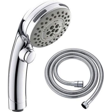 Mit Stoppknopf, verchromtem Duschkopf, 5-stufigem Handbrauseset und 1,5-Zoll-Schlauch – Crezuo