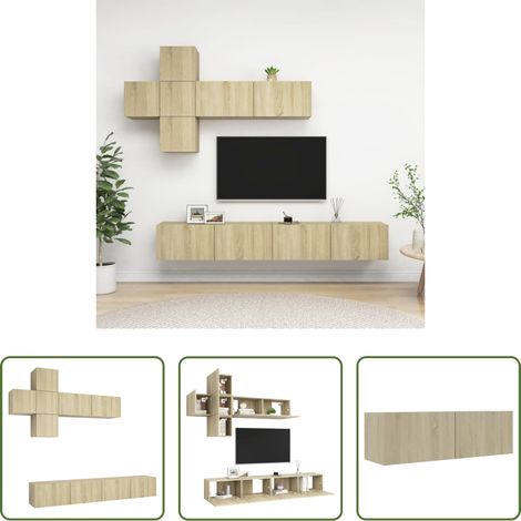 Wohnzimmermöbel -  7-tlg. TV-Schrank-Set Sonoma-Eiche Holzwerkstoff (1/5)