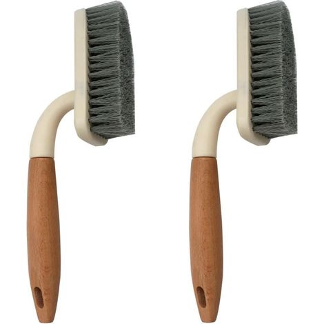 Ensemble de 2 brosses de sol robustes - brosses pour nettoyer les recoins, les placards, les éviers, les salles de bain et les douches (1/4)