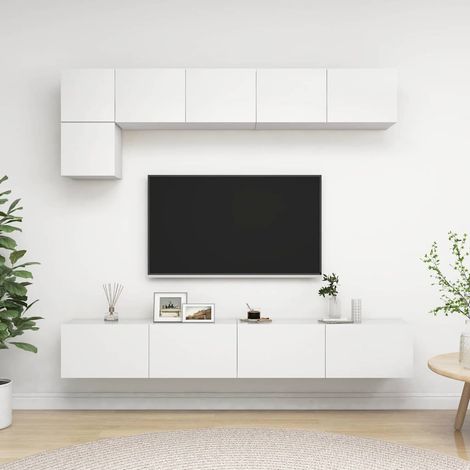 vidaXL Set de muebles de salón TV 5 piezas madera de ingeniería blanco (1/5)