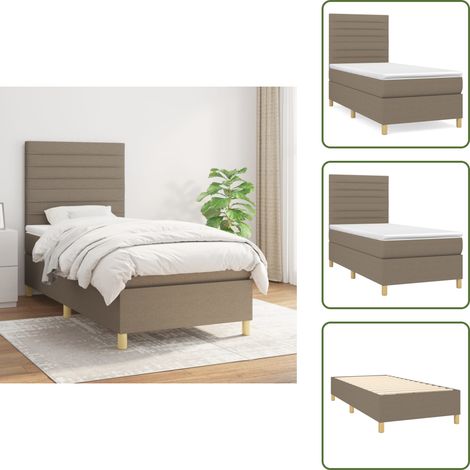 Boxspringbett mit Matratze Taupe 100x200 cm Stoff - Boxspringbett - Doppelbett - Bettenrahmen - Lattenrost - Matratze (1/5)