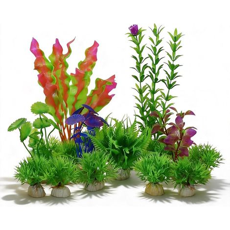 16 Pièces Plante Aquarium Artificielle, Plastique Mini Plante Artificielle (1/5)