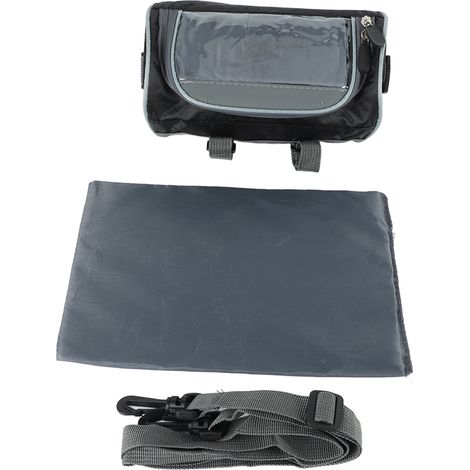 Wasserdichte Fahrradlenkertasche, Frontfach mit abnehmbarem Schultergurt für Handy und Navigationsgerät, schwarz (1/5)