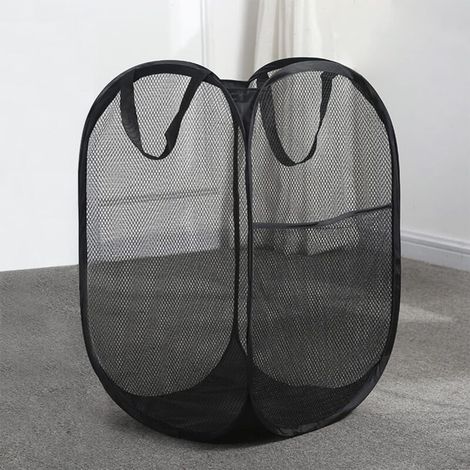 1 paquete de cesta de ropa plegable de malla grande con asas para guardería, dormitorio de estudiantes -Crezuo