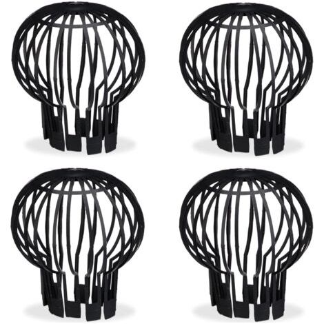 Filtre gouttière, lot Pratique de 4, Plastique, crépine, Protection, écoulement de l’Eau, Ø 12 cm, Noir