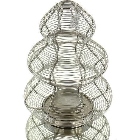 GASPER Weihnachtswindlicht Tannenbaum silberfarbener Draht 33 cm - Aluminium (1/4)