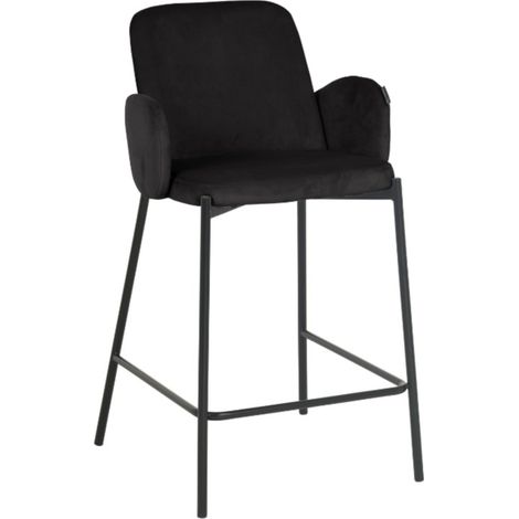 Taburete de bar medio GUSTO de terciopelo negro (1/5)
