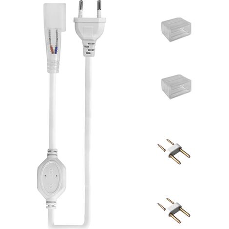 Câble d'alimentation LED 1,5 m avec Bouton de Commutation, pour Bandes Néon LED 220-240V, Comprend Un Embout en 2 Pièces, Un Kit de Broches en 2 Pièces (1/5)