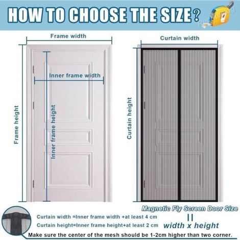 Moustiquaire Porte 90x210cm - Anti moustique fermeture - Sans perçage (1/4)