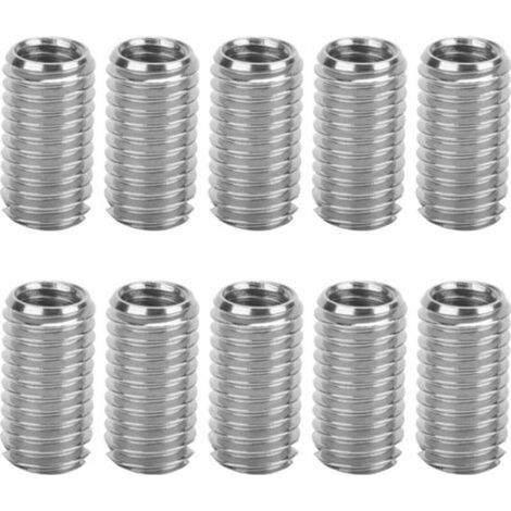 Lot de 10 inserts filetés mâle femelle en acier inoxydable Filetage M6x1,0 mm et M8x1,25 mm Outil de réparation pour filetage endommagé (1/5)