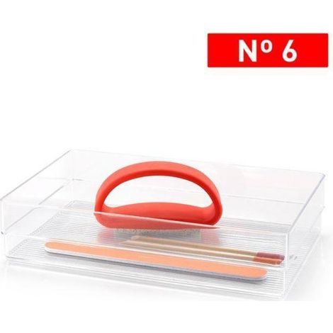 bandeja organizadora maquillajes transparente para cajon n.6 23x15x5 cms plasticforte