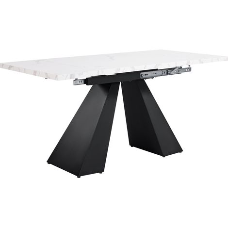 Tavolo da pranzo allungabile 99-159 x 74 cm in MDF e metallo bianco e nero HOMVRA (1/5)
