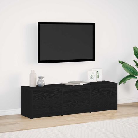 vidaXL  TV Cabinet  with LED Black Oak 140 x 34 x 40 cm Engineered Wood