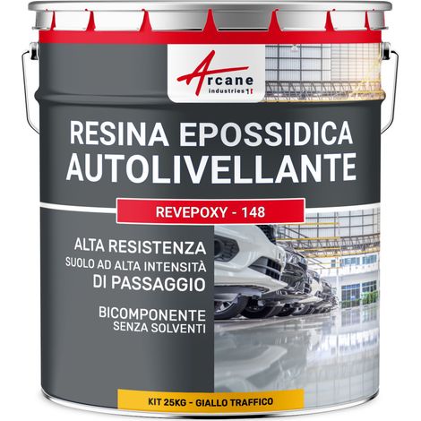 Resina epossidica autolivellante per pavimenti, garage - REVEPOXY - 148 - 25 kg Giallo Traffico - RAL 1023 - ARCANE INDUSTRIES