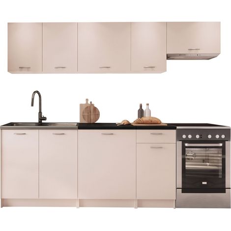 Cuisine complète Ota II, Cachemire + Noir, 240x60cm, Disponible, Stratifié (1/4)
