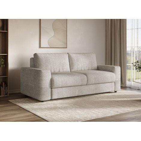 Canapé convertible express 3 places en velours chiné beige AMAURY