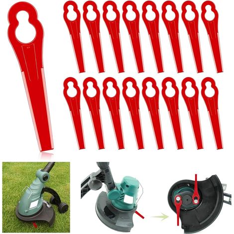 100 Pcs Replacement Plastic Blades for Lawnmower and Edge Trimmer, for Garden and Lawn (1/5)