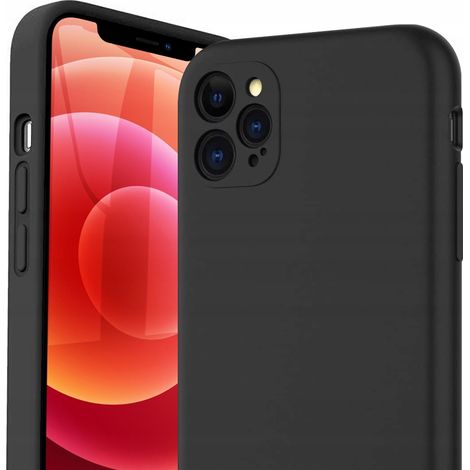 Coque pour iPhone 12 Pro Max en silicone mat noir avec verre (1/5)
