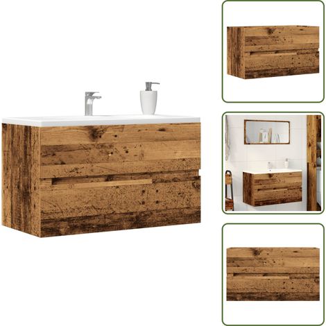 vidaXL Waschbeckenunterschrank Altholz-Optik 90x38,5x45 Holzwerkstoff