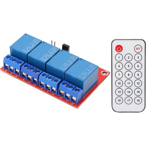 Module relais récepteur 4 canaux, kit émetteur-récepteur de télécommande infrarouge 4 canaux avec interrupteur de commande, 12 V (1/5)